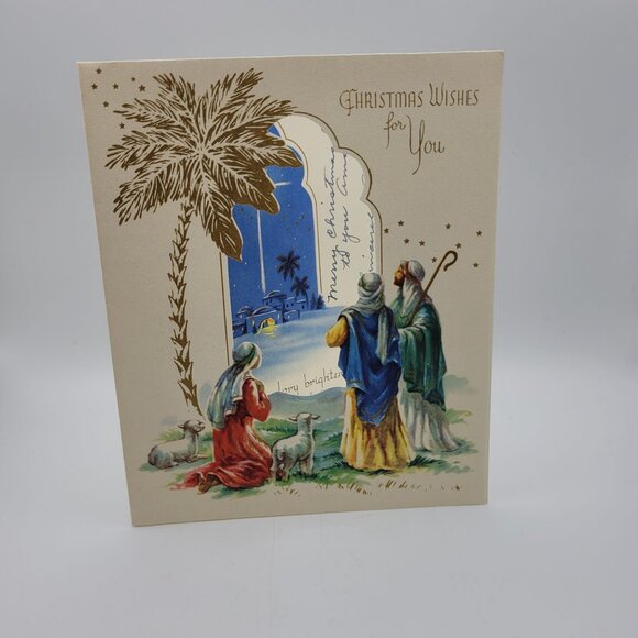 Vintage Christmas Greeting Card With Nativity Scene - Picture 2 of 7